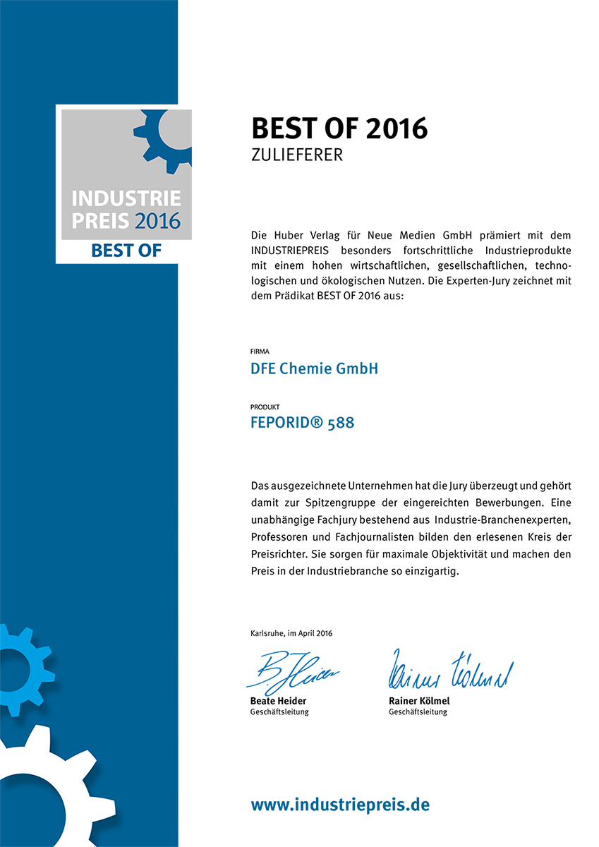 Best of 2016 certificate